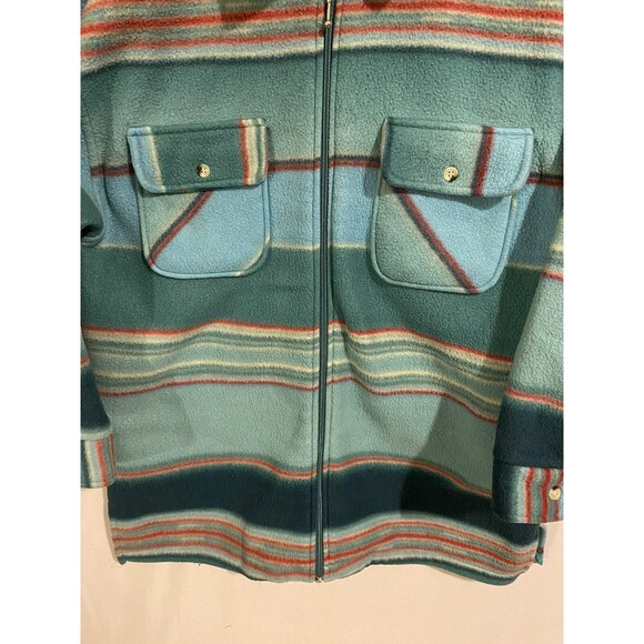 VTG Outbrook Womens Fleece Jacket Sz M Full Zip Plaid Green Pink Pockets - Picture 3 of 11